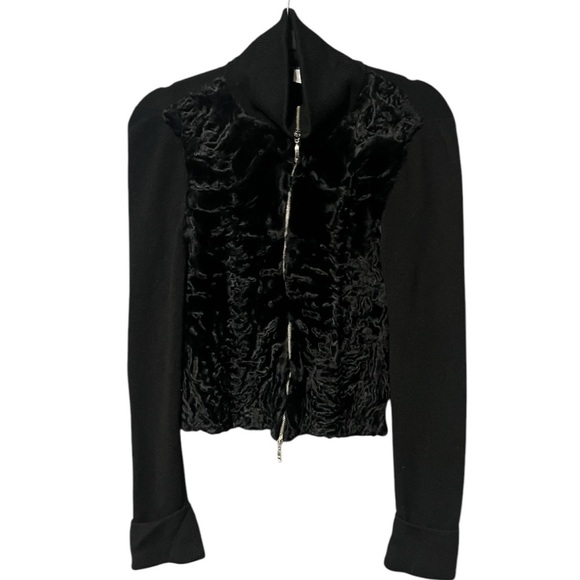 Lorena Antioniazzi Sheepskin and Wool Sweater Jacket - Picture 1 of 7